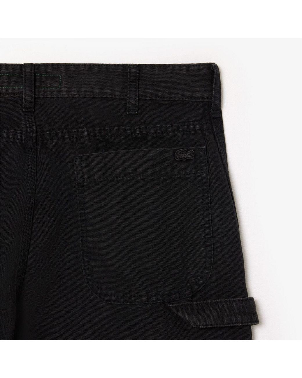 Lacoste Black Fit Cotton Canvas Carpenter Pants for men