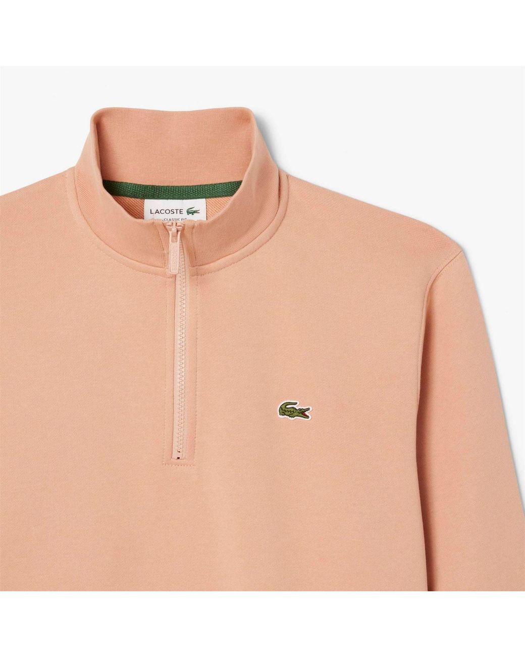 Lacoste Pink High Neck Zipped Fleece Sweatshirt for men