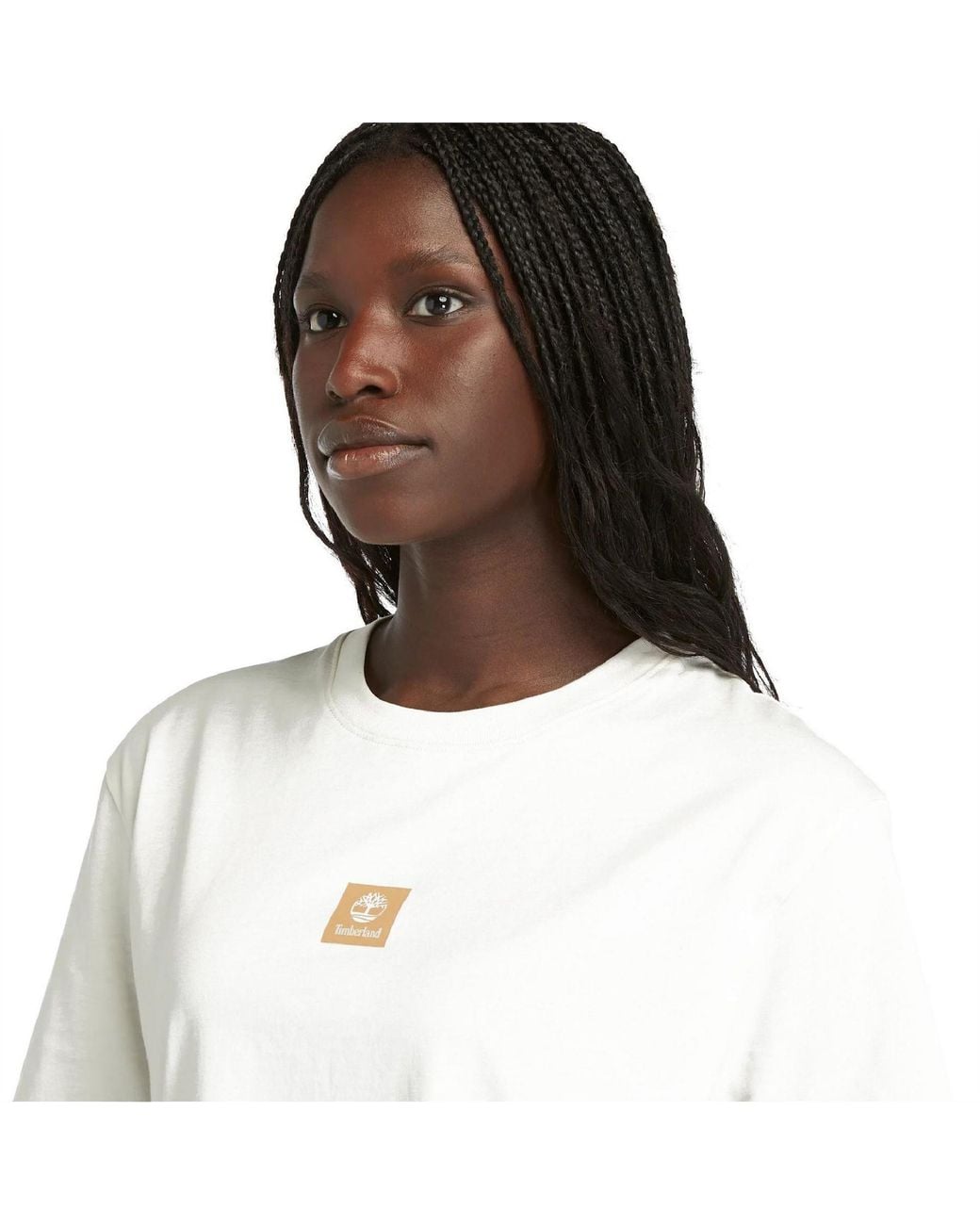 Timberland White Stack Logo Cotton Short Sleeve T-Shirt for men