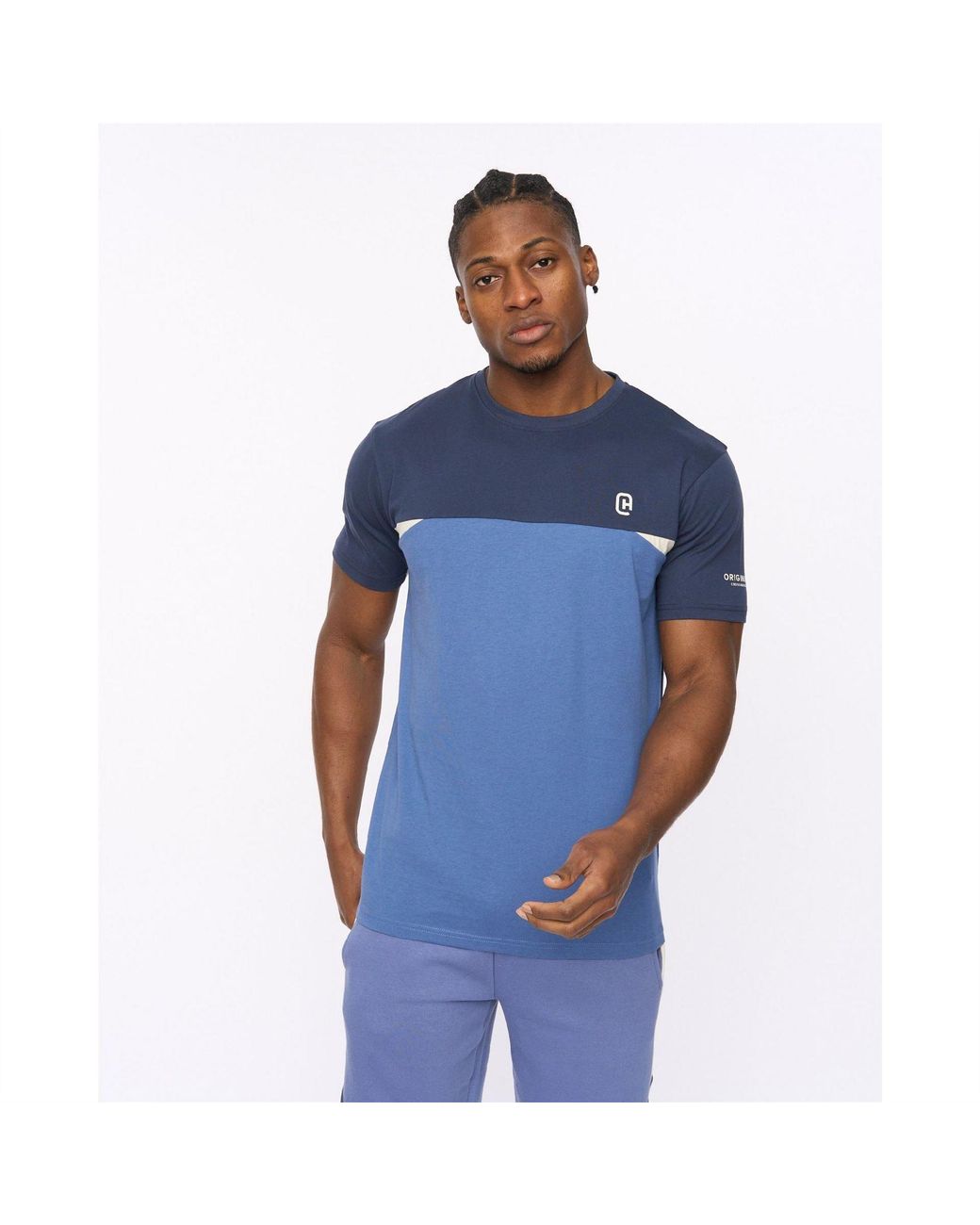 Crosshatch Blue Castlebay Crew Neck Short Sleeve Jersey T-Shirt for men