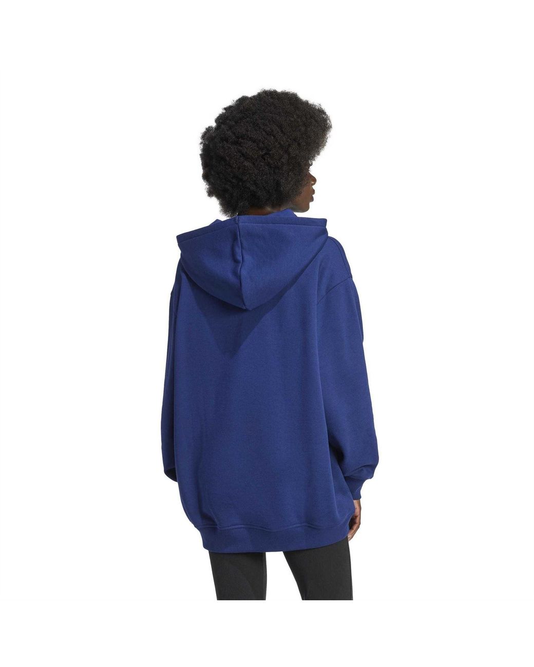 Adidas Originals Blue Essential Oversized Hooded Kangaroo Pocket Sweatshirt 6 (Xxs)