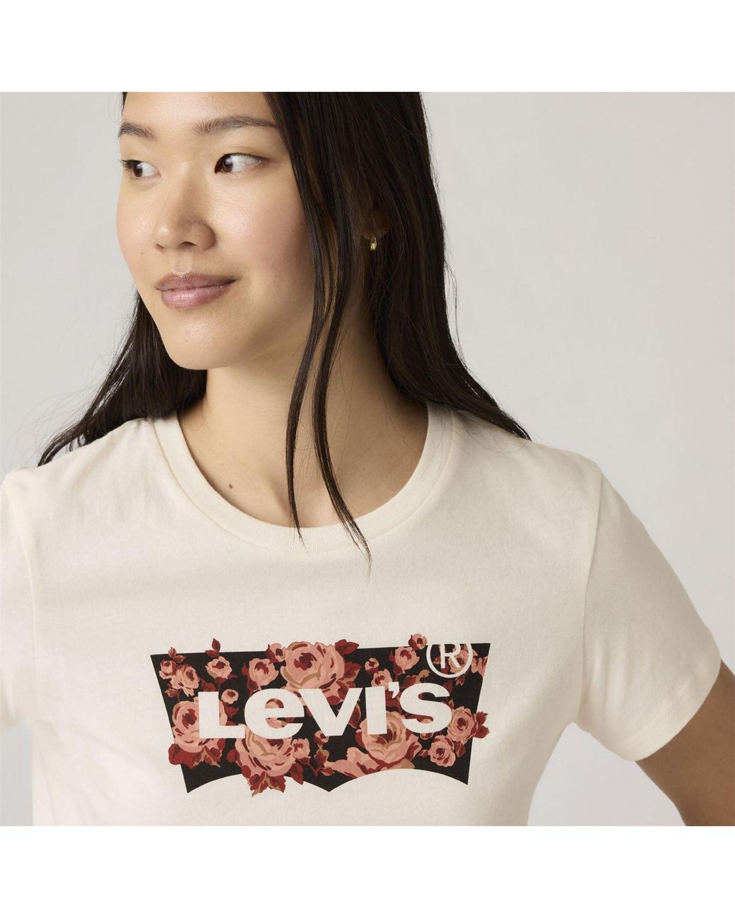 Levi's White The Perfect Wordmark Graphic Crew Neck Short Sleeve T-Shirt 8 (Xs)