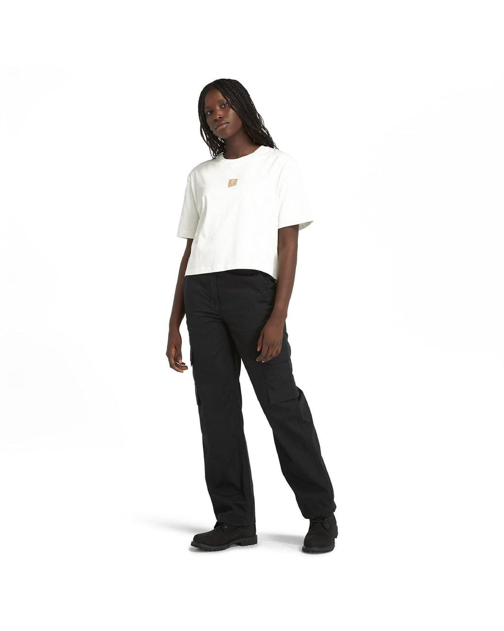 Timberland White Stack Logo Cotton Short Sleeve T-Shirt for men