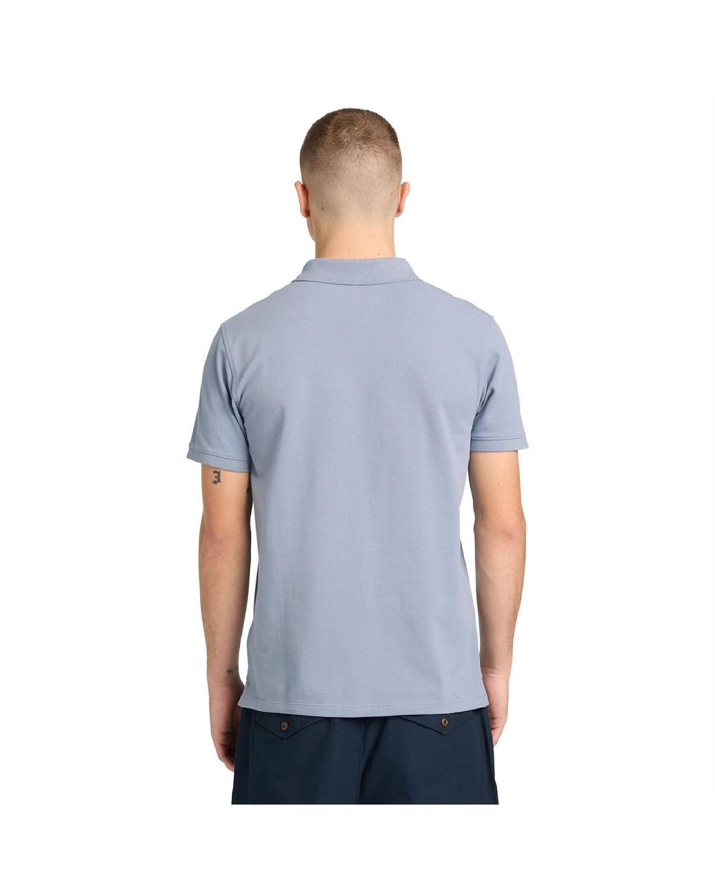 Timberland Blue Millers River Cotton Short-Sleeve Slim-Fit Polo Shirt for men