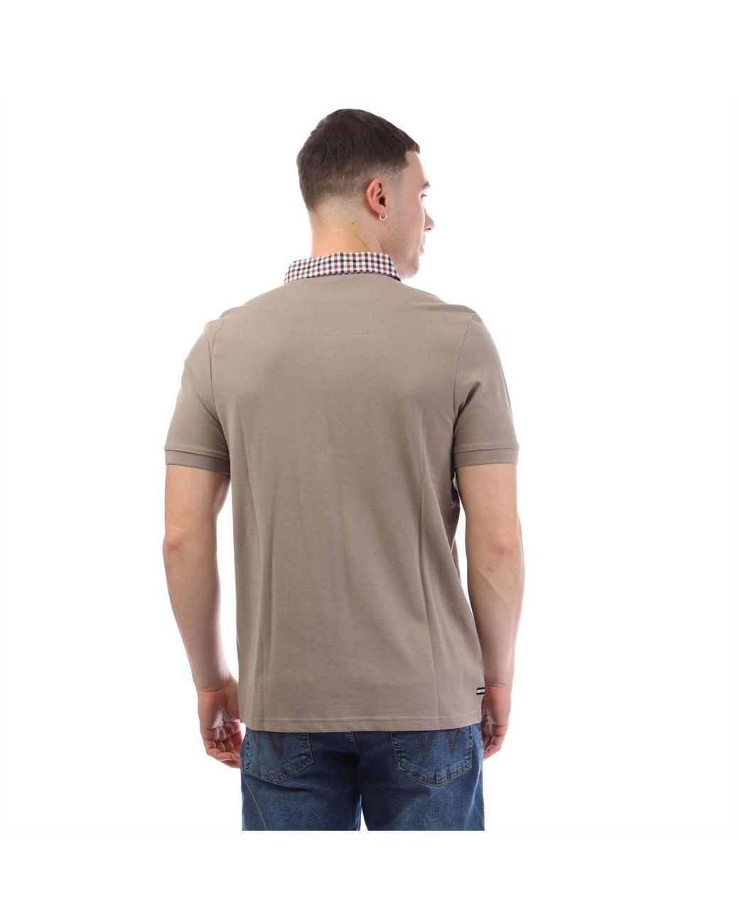 Weekend Offender Gray Nicks Check Collar Polo Shirt for men