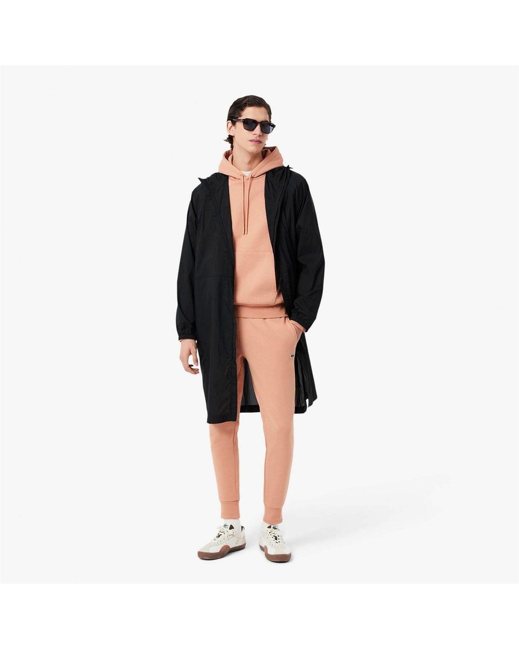Lacoste Pink Cotton Fleece Hoodie for men
