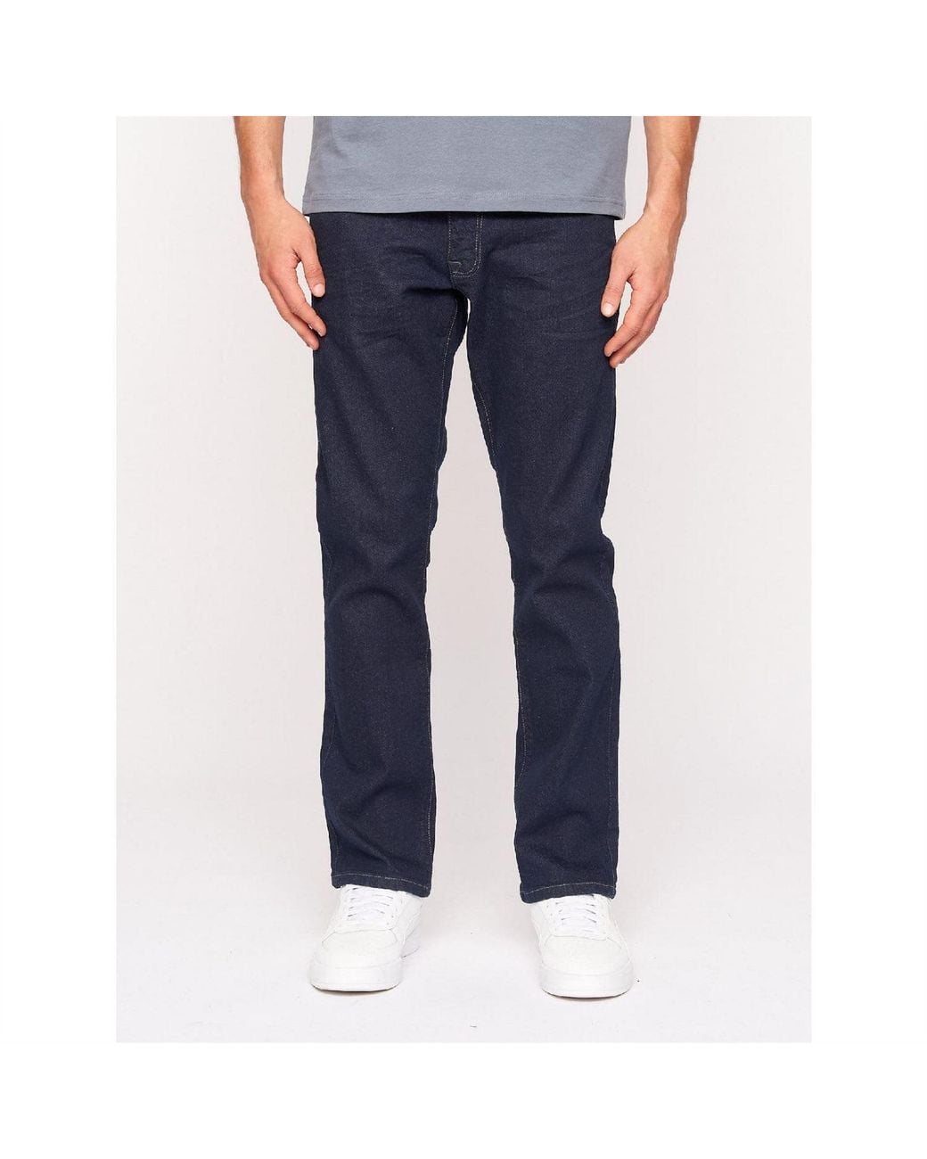 Crosshatch Blue Raw Straight Fit Jeans for men