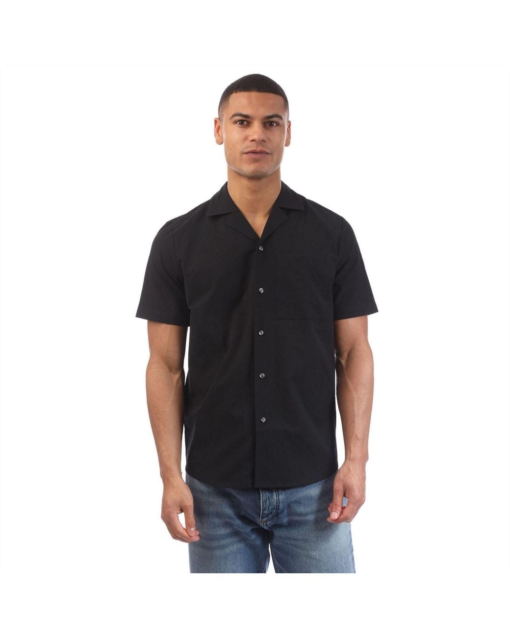 HUGO Black Ellino Short Sleeve Shirt for men