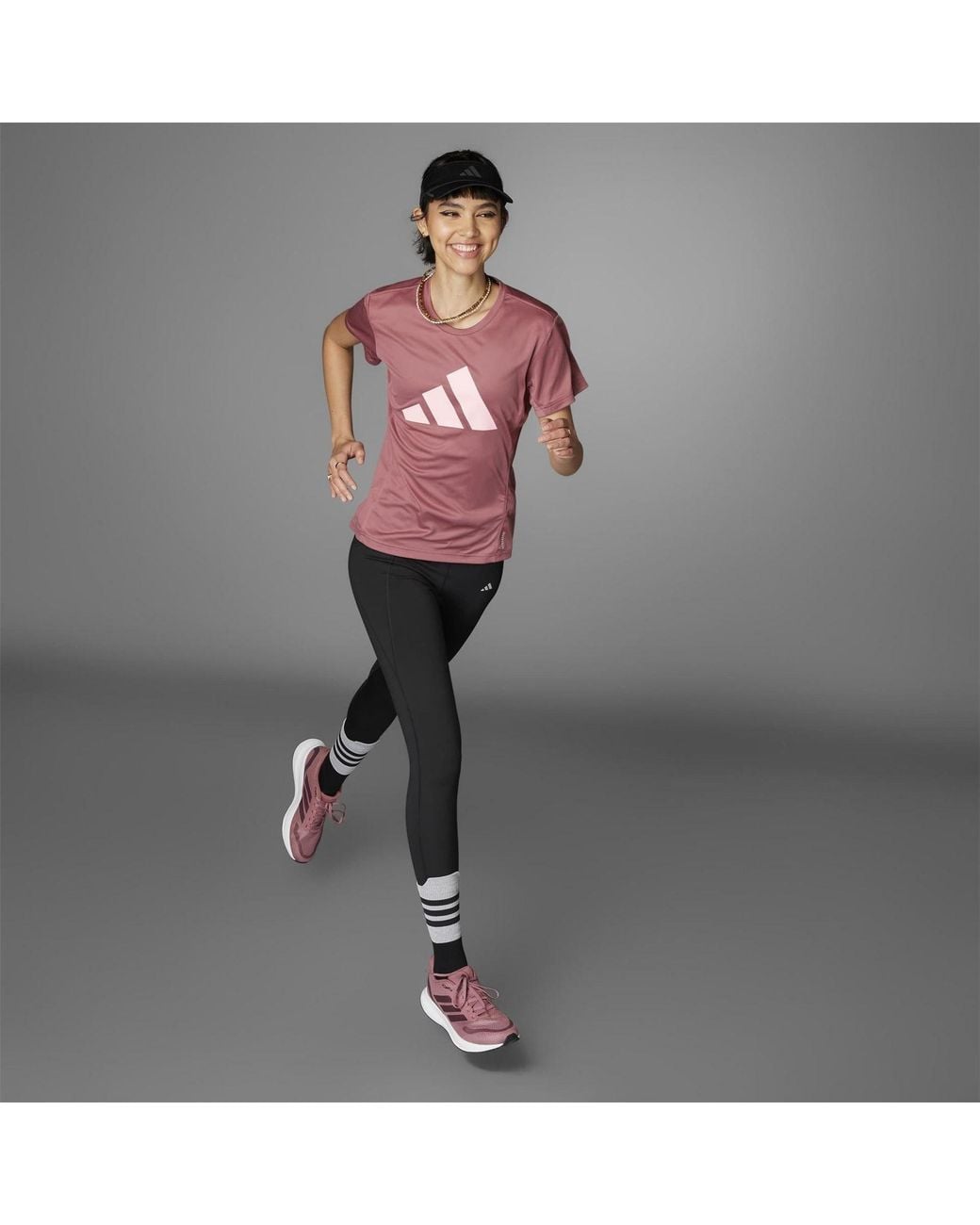 Adidas Gray Run Bold Logo Crew Neck Short Sleeve T-Shirt 8 (Xs)