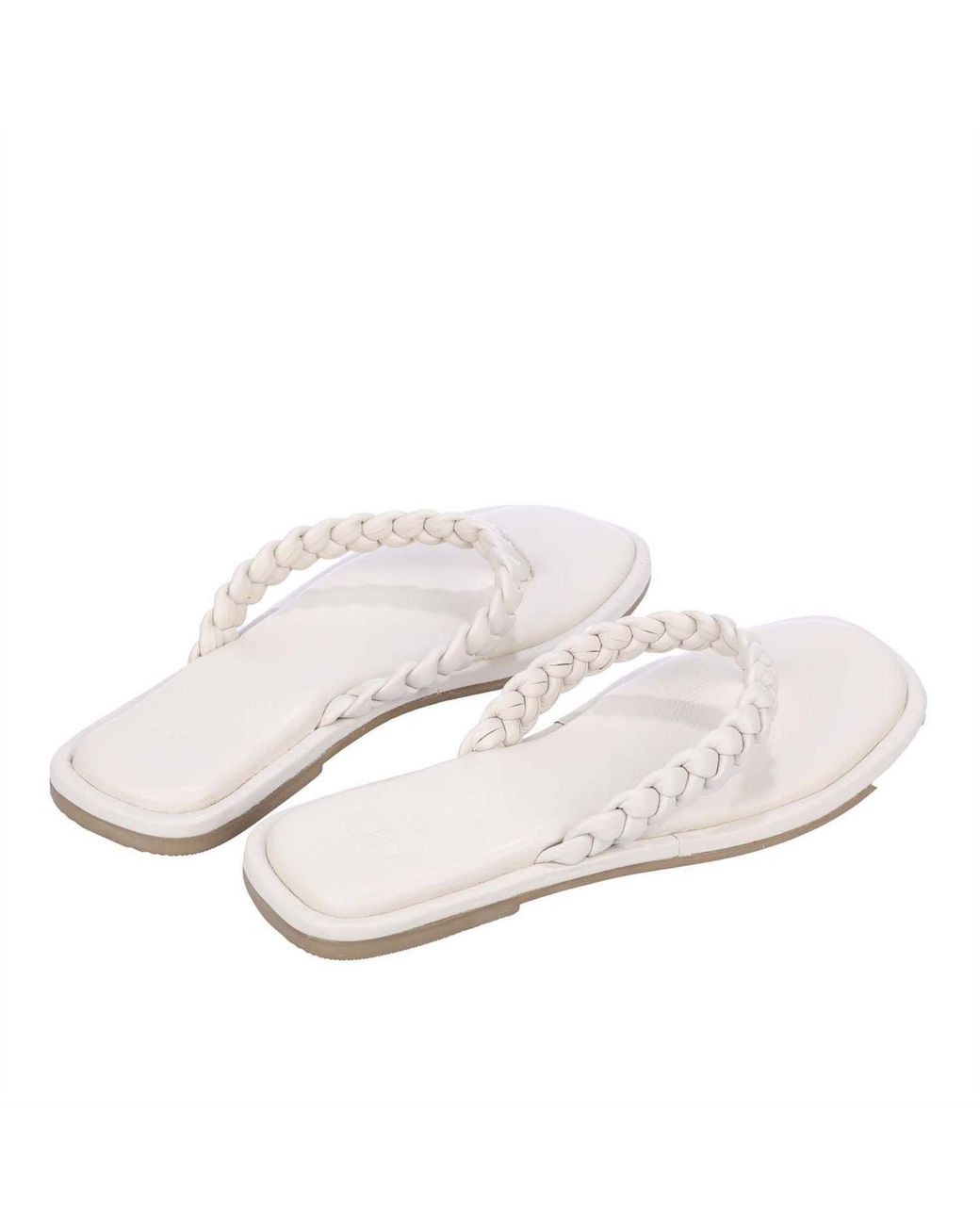 Dune White Plait Toe Post Sandals