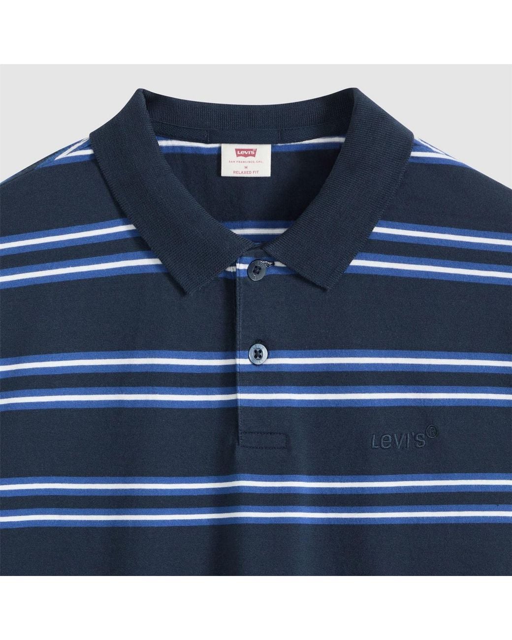 Levi's Blue Housemark Striped Collared Neck Short Sleeve Shirt for men