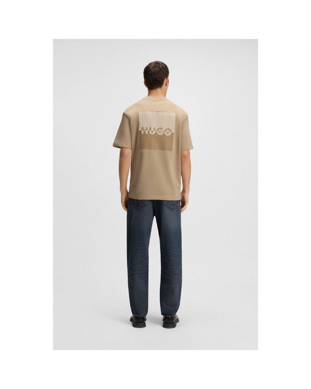 HUGO Natural Dusplito Split Logo T-Shirt for men