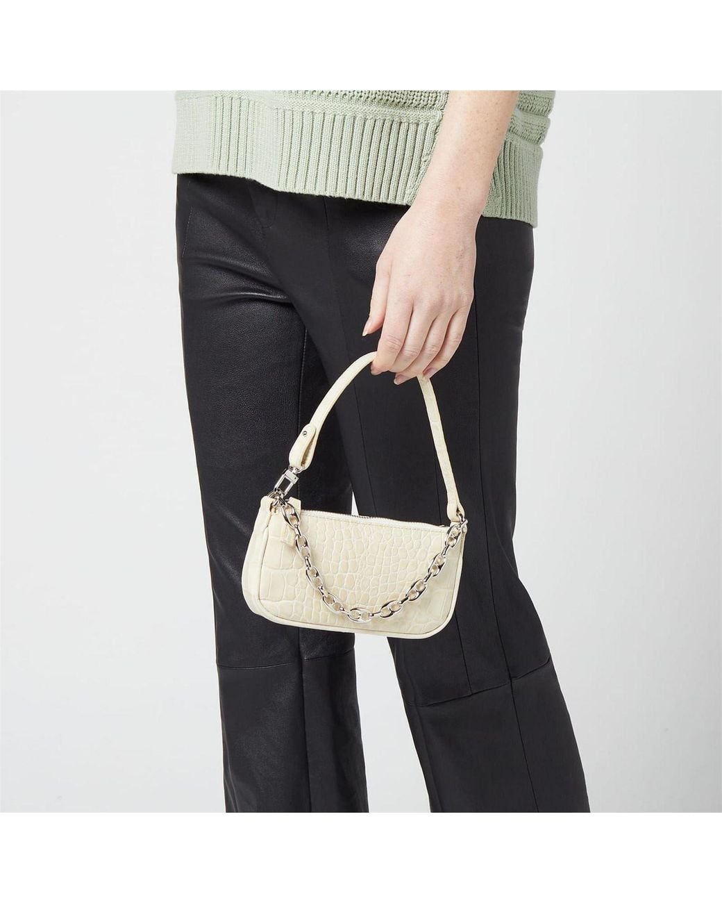 By Far White Rachel Croco Bag