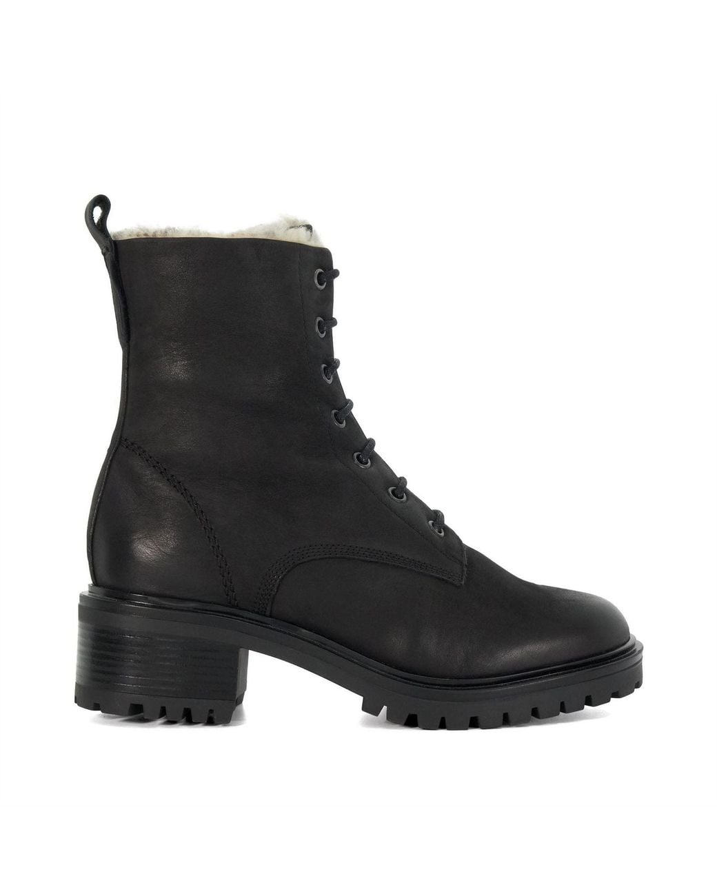Dune Black Chunky Faux Fur Lined Boots