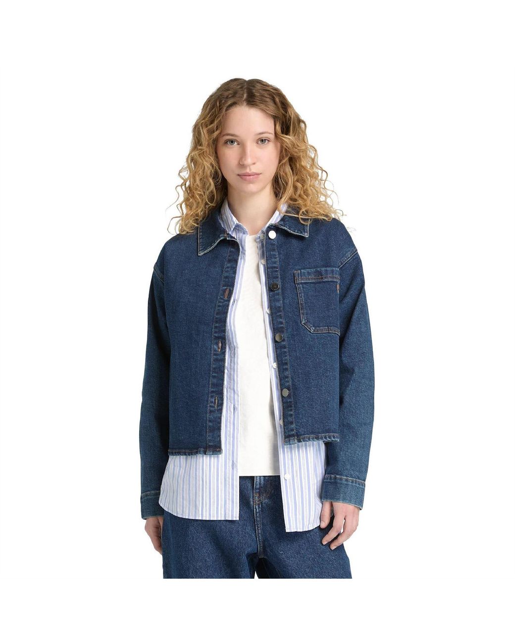 Timberland Blue Long Sleeve Oversized Fit Denim Jacket 8 (Xs)