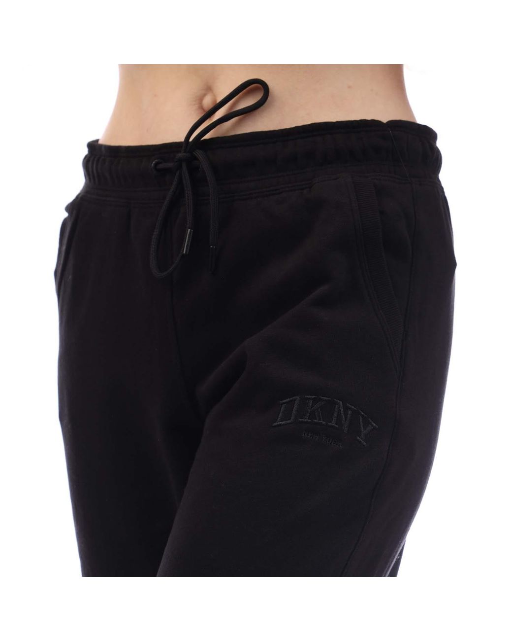 DKNY Black Varsity Logo High Rise Cuff Joggers