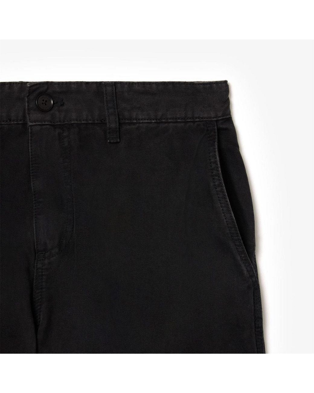 Lacoste Black Fit Cotton Canvas Carpenter Pants for men