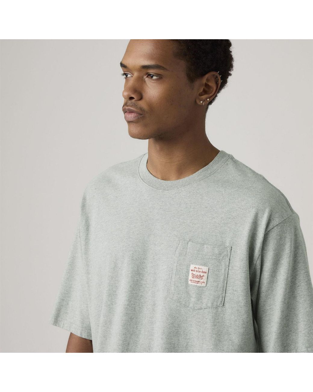 Levi's Gray Text Graphic Crew Neck Short Sleeve T-Shirt for men