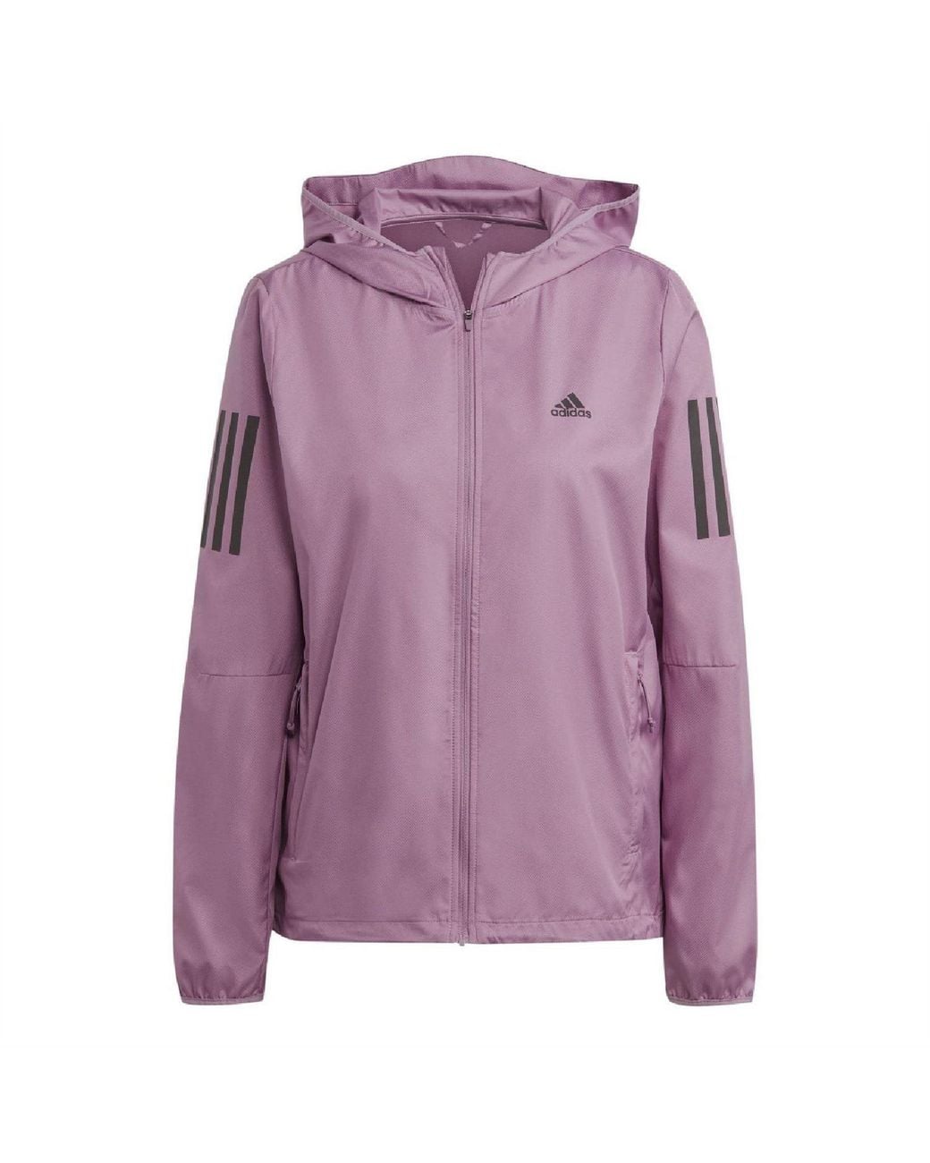 Adidas Purple The Run Hooded Running Windbreaker