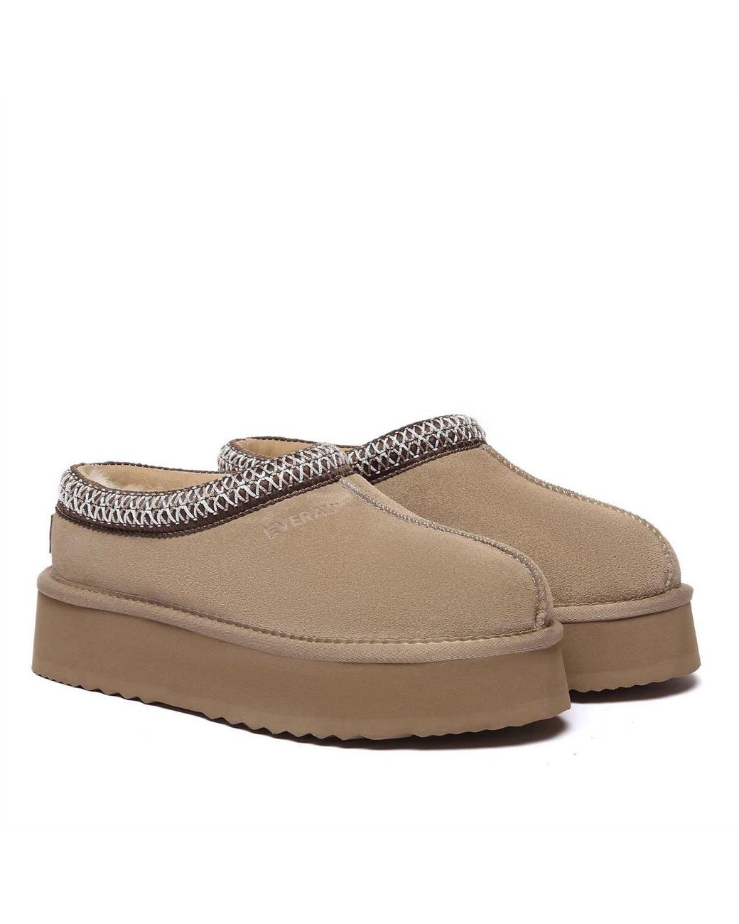 EVER AU Gray Leather Slippers
