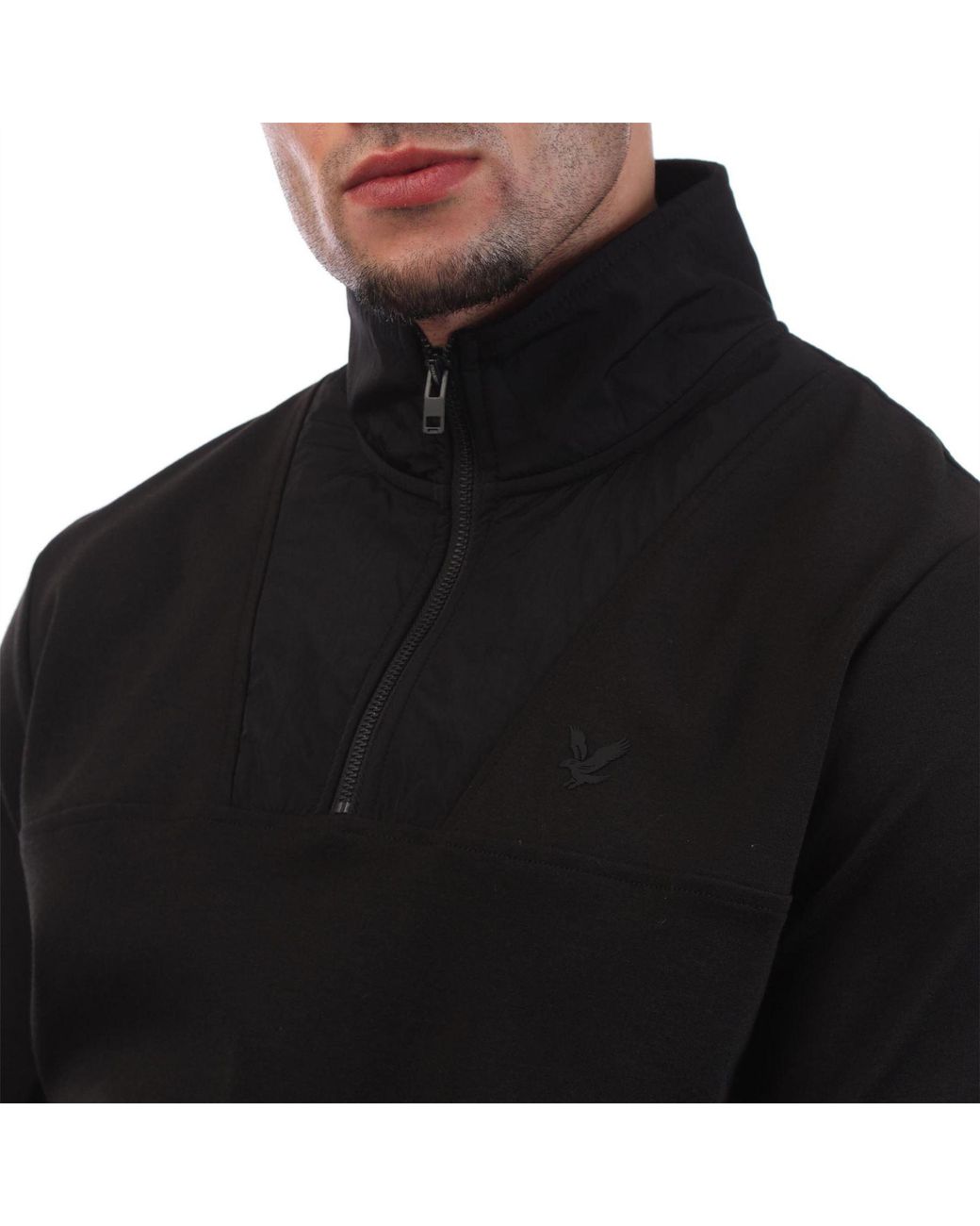 Lyle & Scott Black And Hybrid Quarter Zip for men