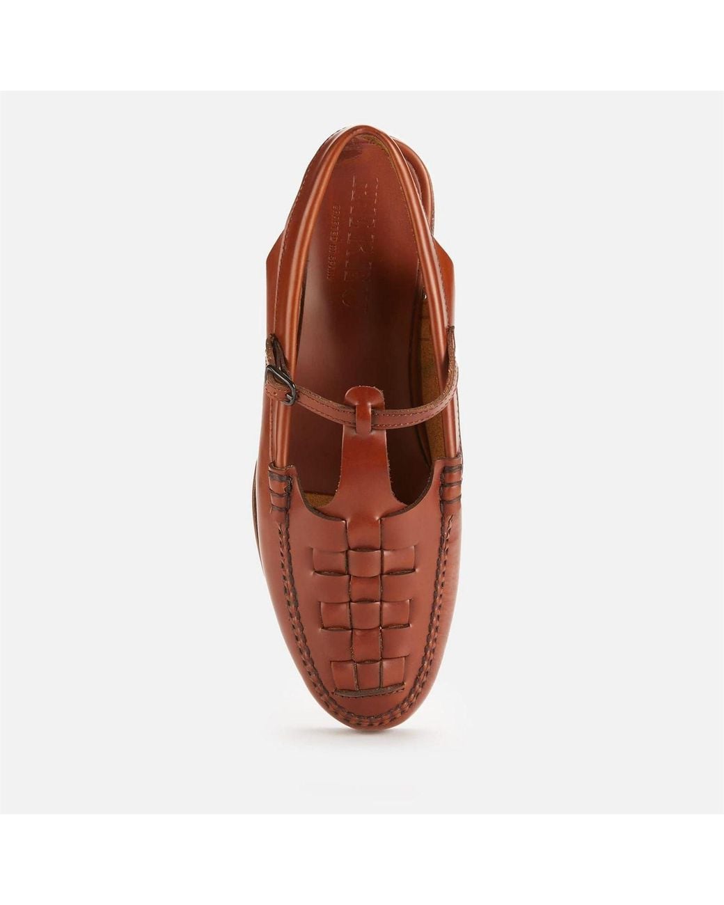 Hereu Brown Leather T Bar Sling Back Flats