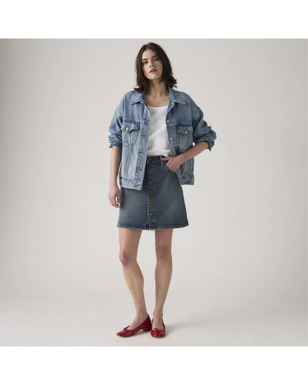 Levi's Blue Retro Button Front Skirt 4 (3Xs)