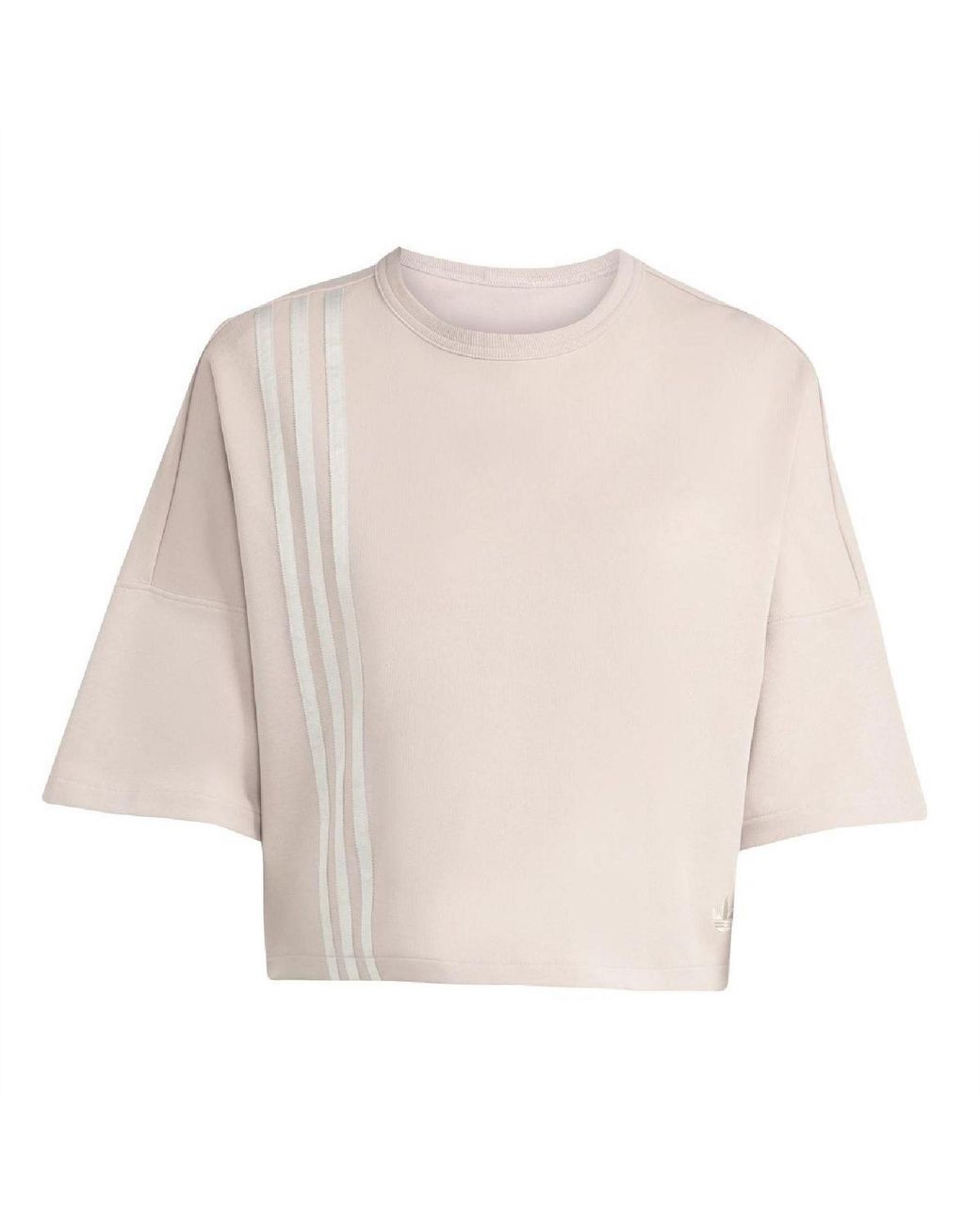 Adidas Originals Natural Side Stripes Crew Neck Drop Shoulder T-Shirt 6 (Xxs)