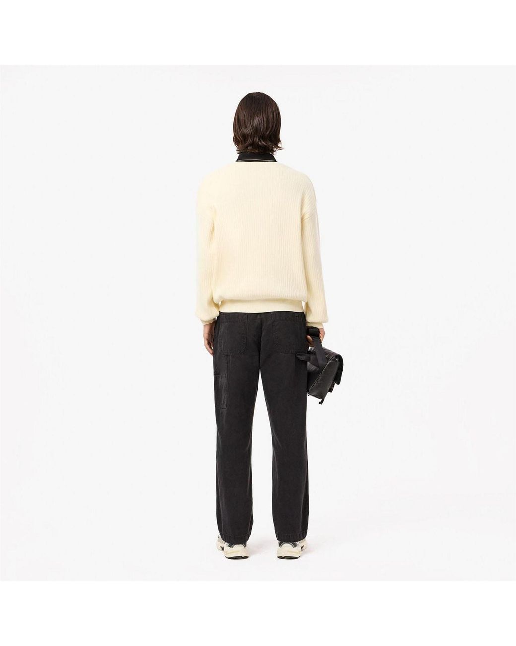 Lacoste Black Fit Cotton Canvas Carpenter Pants for men