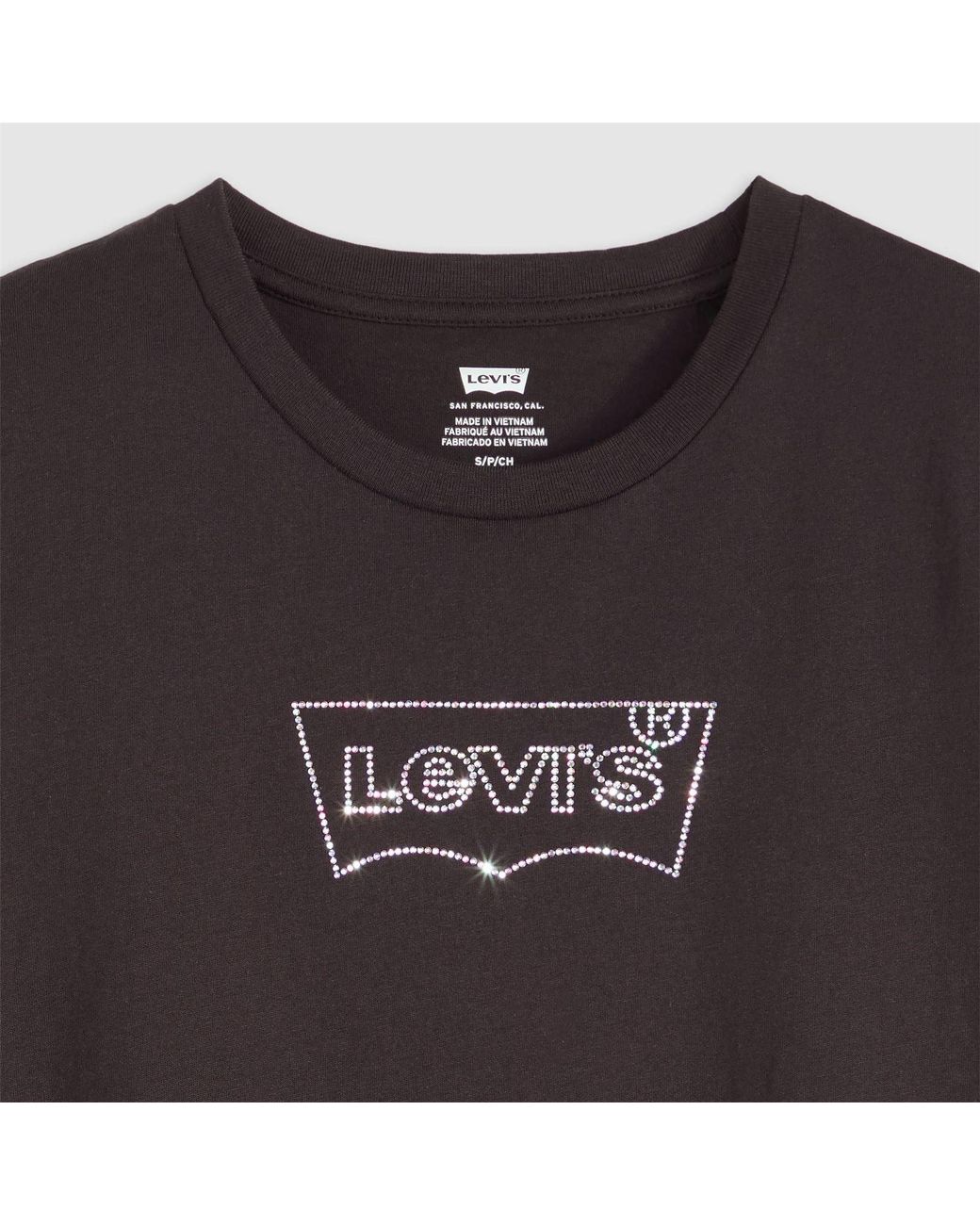 Levi's Black The Perfect Wordmark Graphic Crew Neck Short Sleeve T-Shirt 8 (Xs)