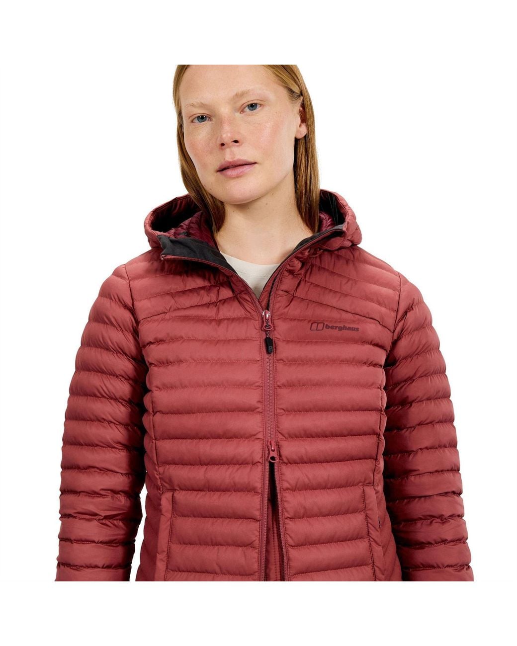Berghaus Red Nula Solid Patterned Hooded Puffer Jacket With Woven Cuff 6 (2Xs)