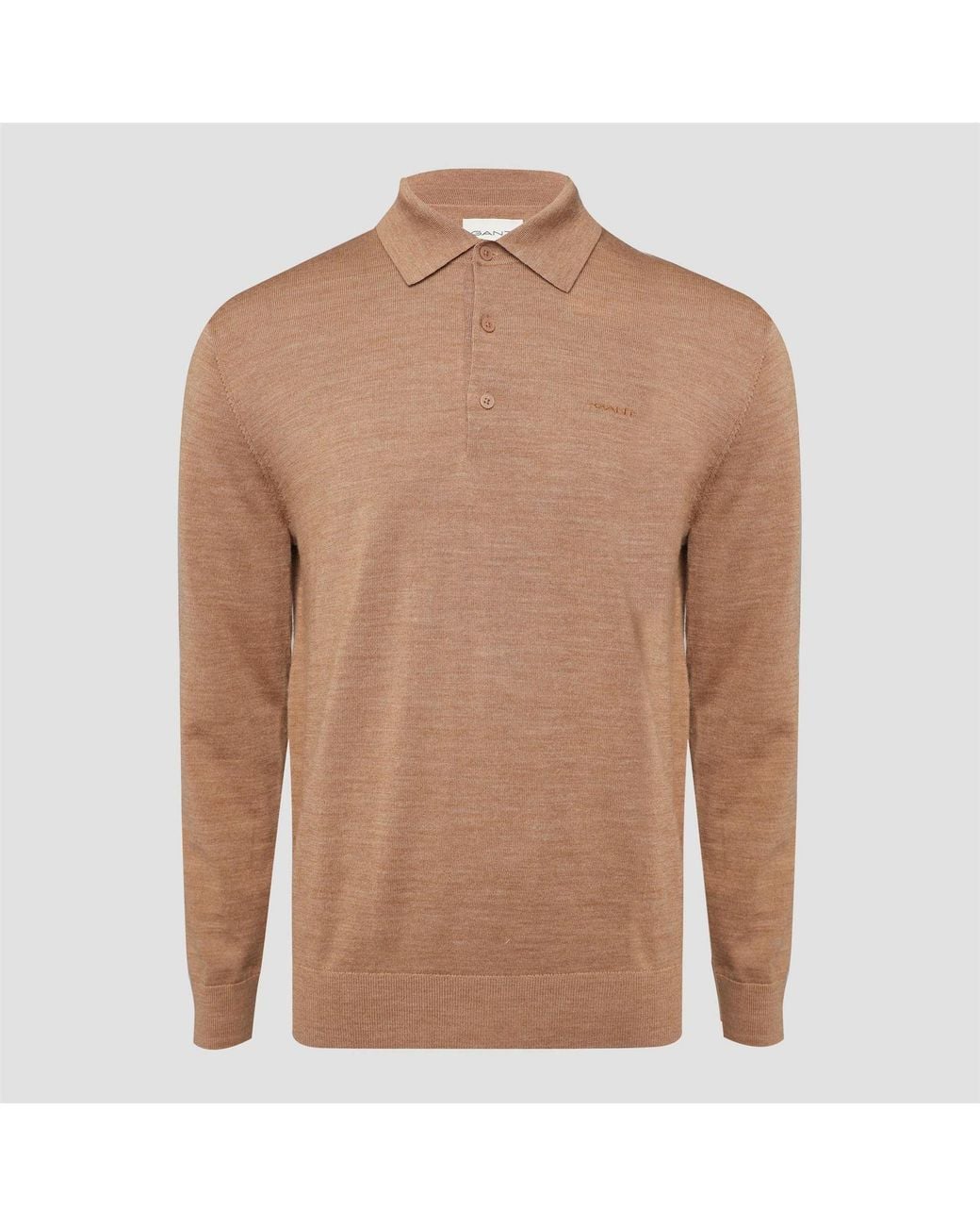 Gant Brown Extrafine Merino Wool Polo Shirt for men