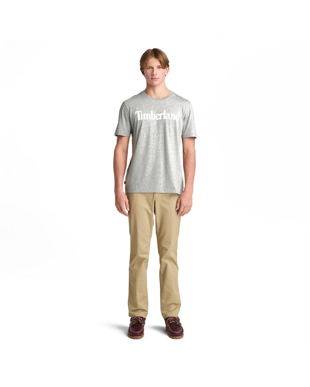 Timberland Gray Northwood Wordmark Logo T-Shirt for men