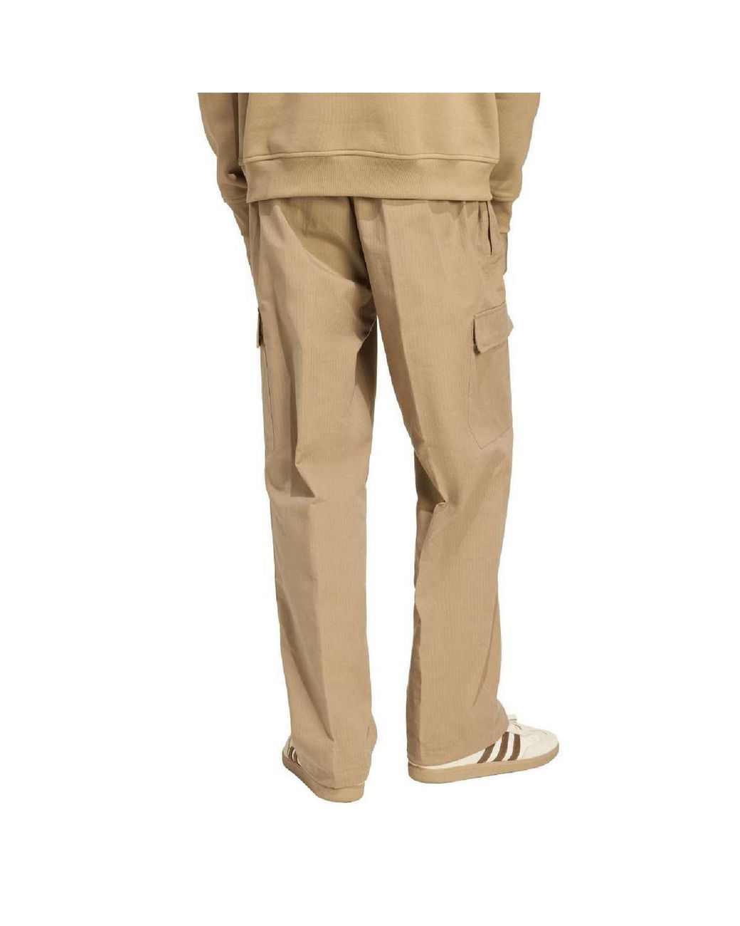 Adidas Originals Natural Trefoil Solid Patterned Cargo Pants for men