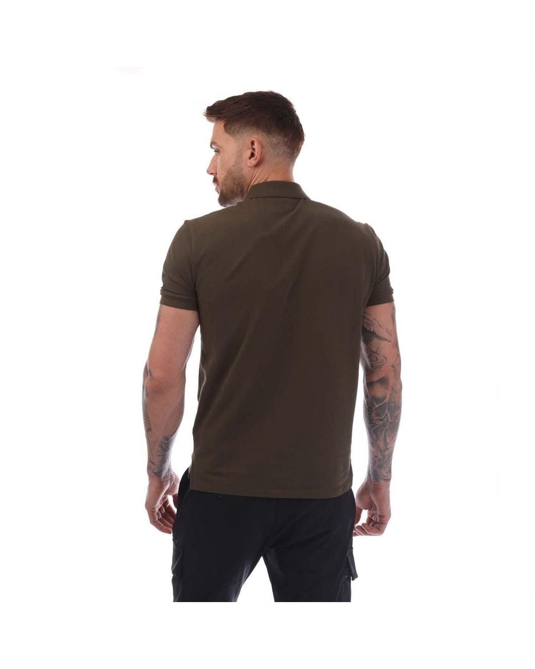 C P Company Brown Piquet Logo Polo Shirt for men