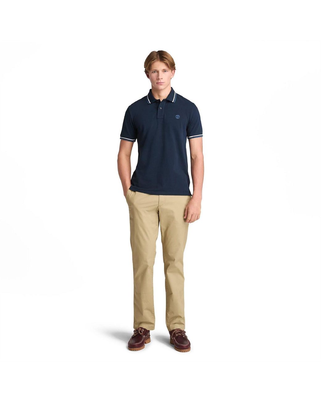 Timberland Blue Oyster River Tipped Cotton Slim-Fit Polo Shirt for men