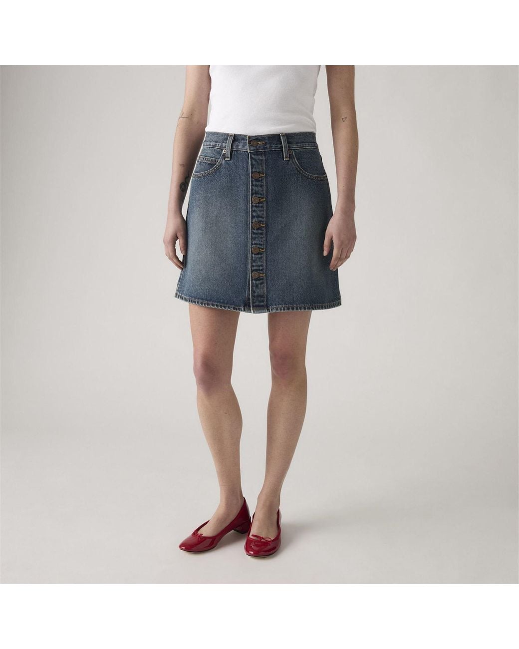 Levi's Blue Retro Button Front Skirt 4 (3Xs)