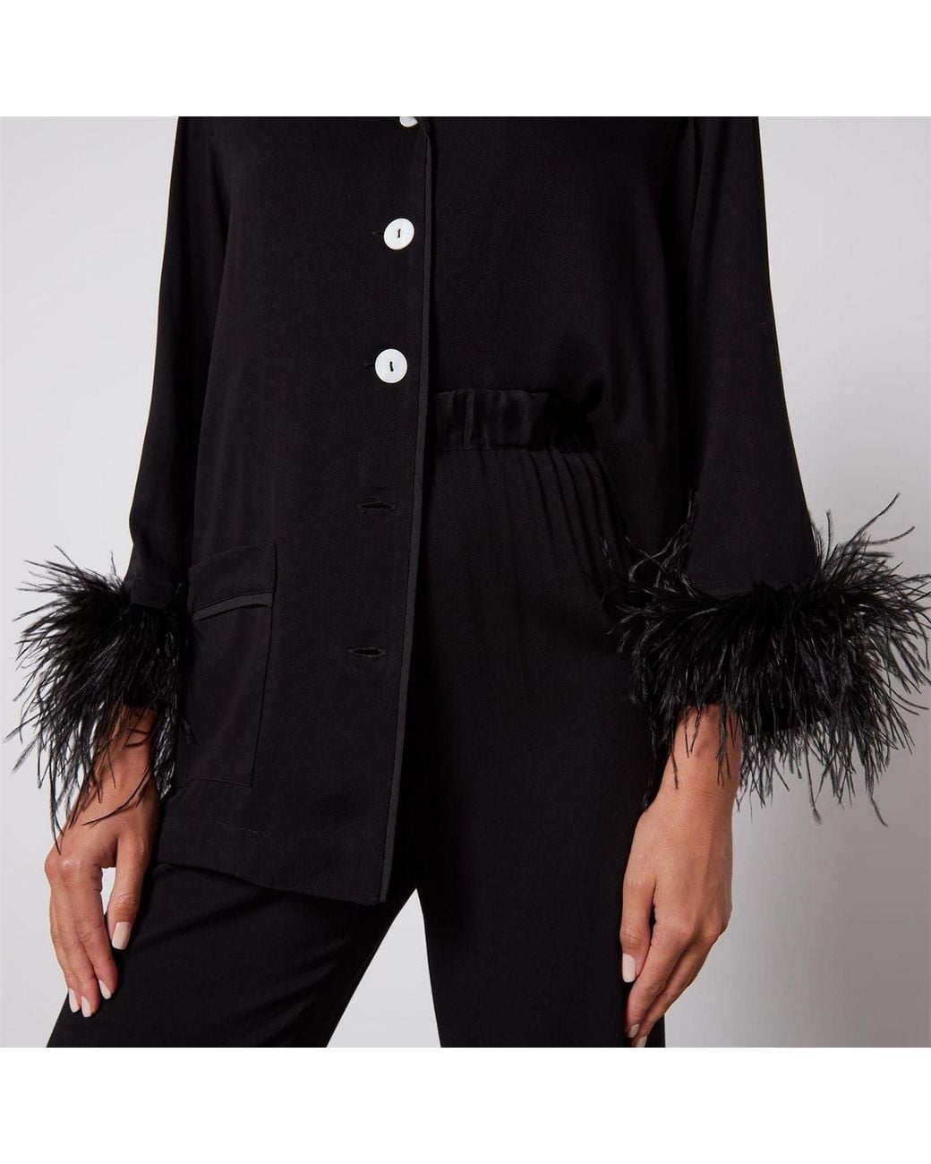 Sleeper Black Pajama Set With Double Feathers