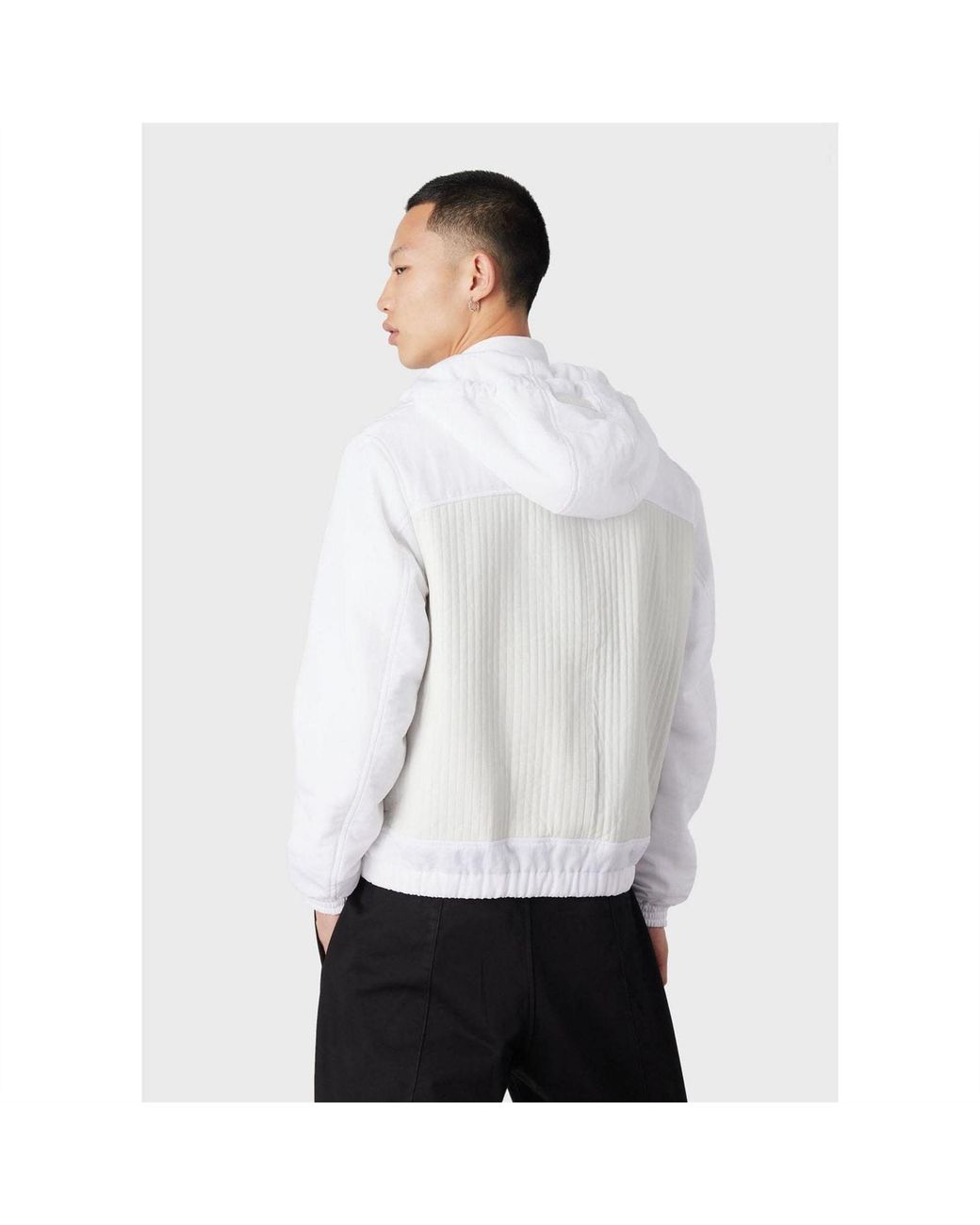 EA7 White Leather Hooded Jacket for men