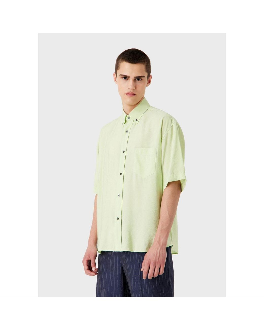 Emporio Armani Green Short Sleeve Shirt for men