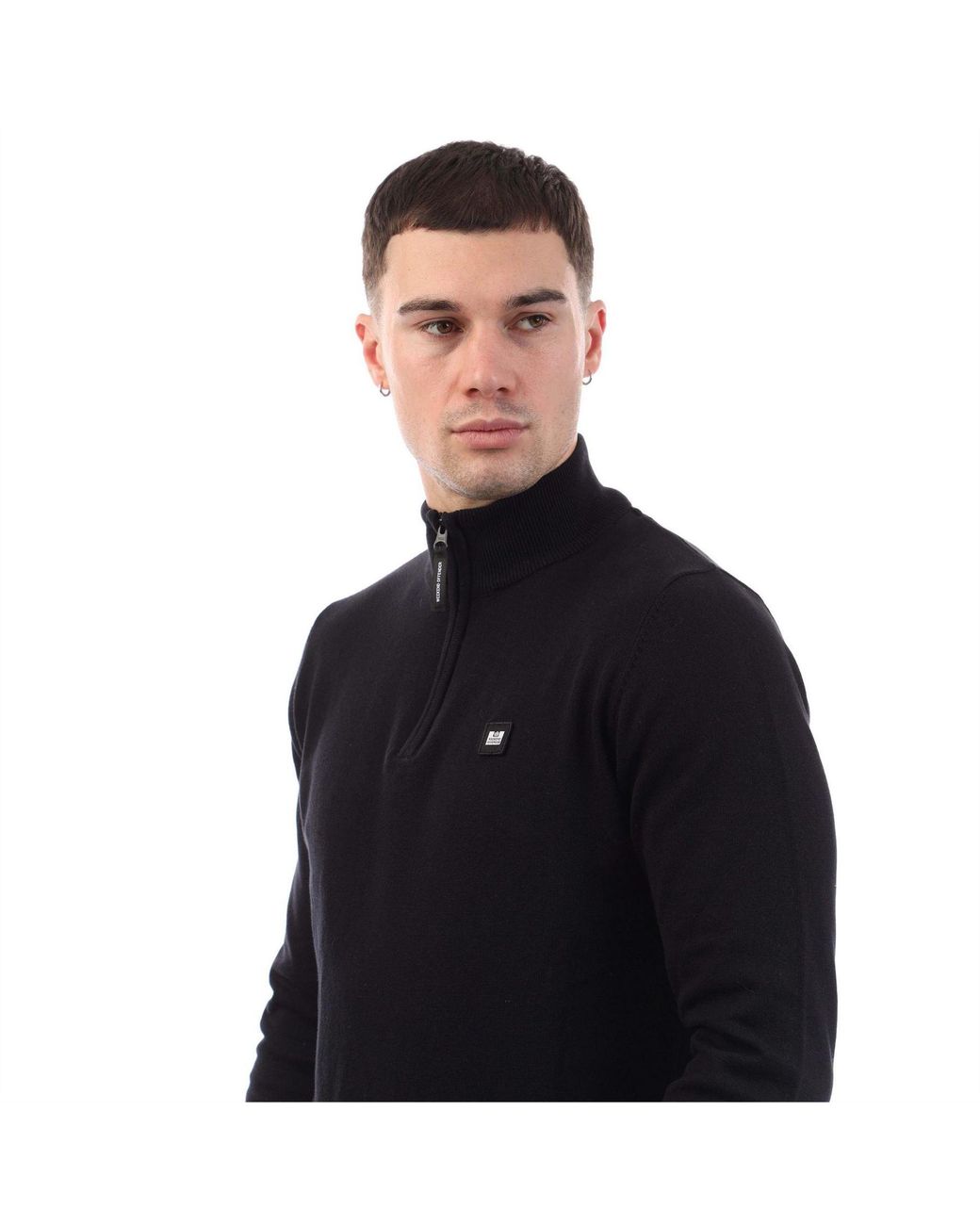 Weekend Offender Black Paraguay Quarter Zip Knit for men