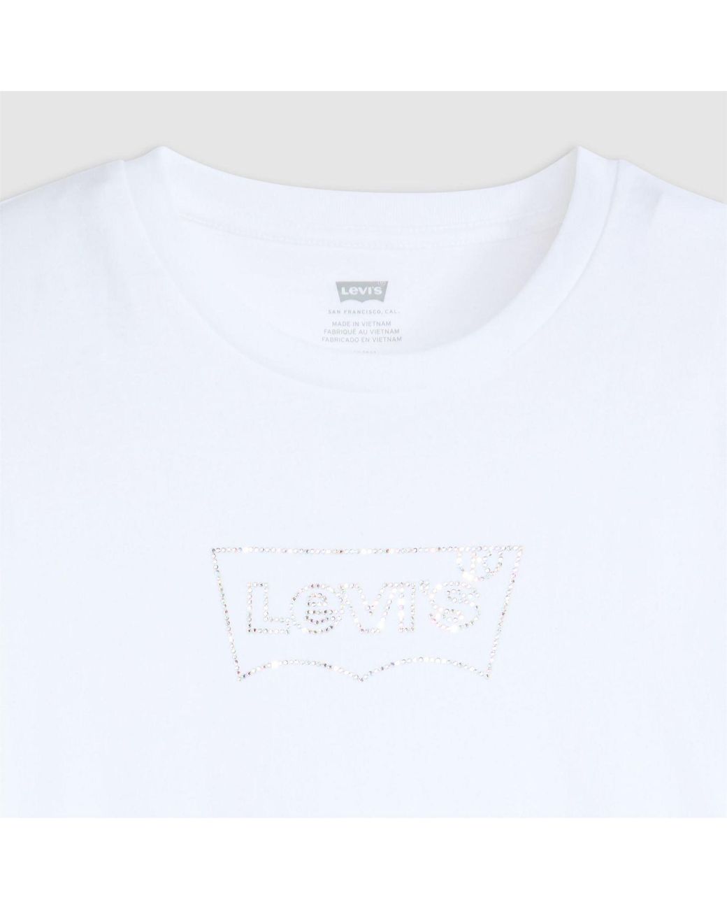 Levi's White The Perfect Wordmark Graphic Crew Neck Short Sleeve T-Shirt 8 (Xs)