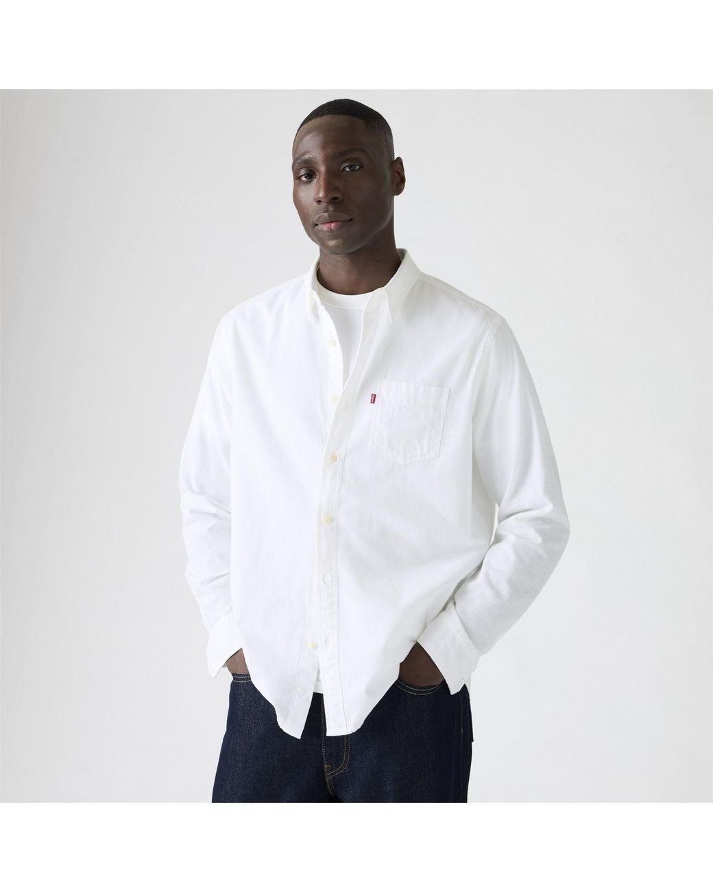 Levi's White Sunset Pocket Cotton Long-Sleeve Oxford Shirt for men