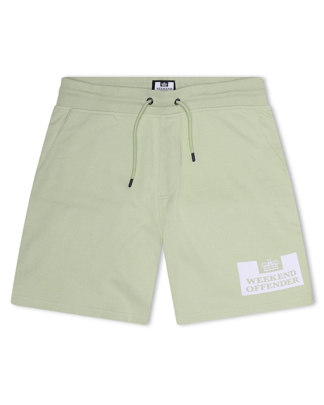 Weekend Offender Green Parma Logo Print Text Graphic Sweat Shorts for men