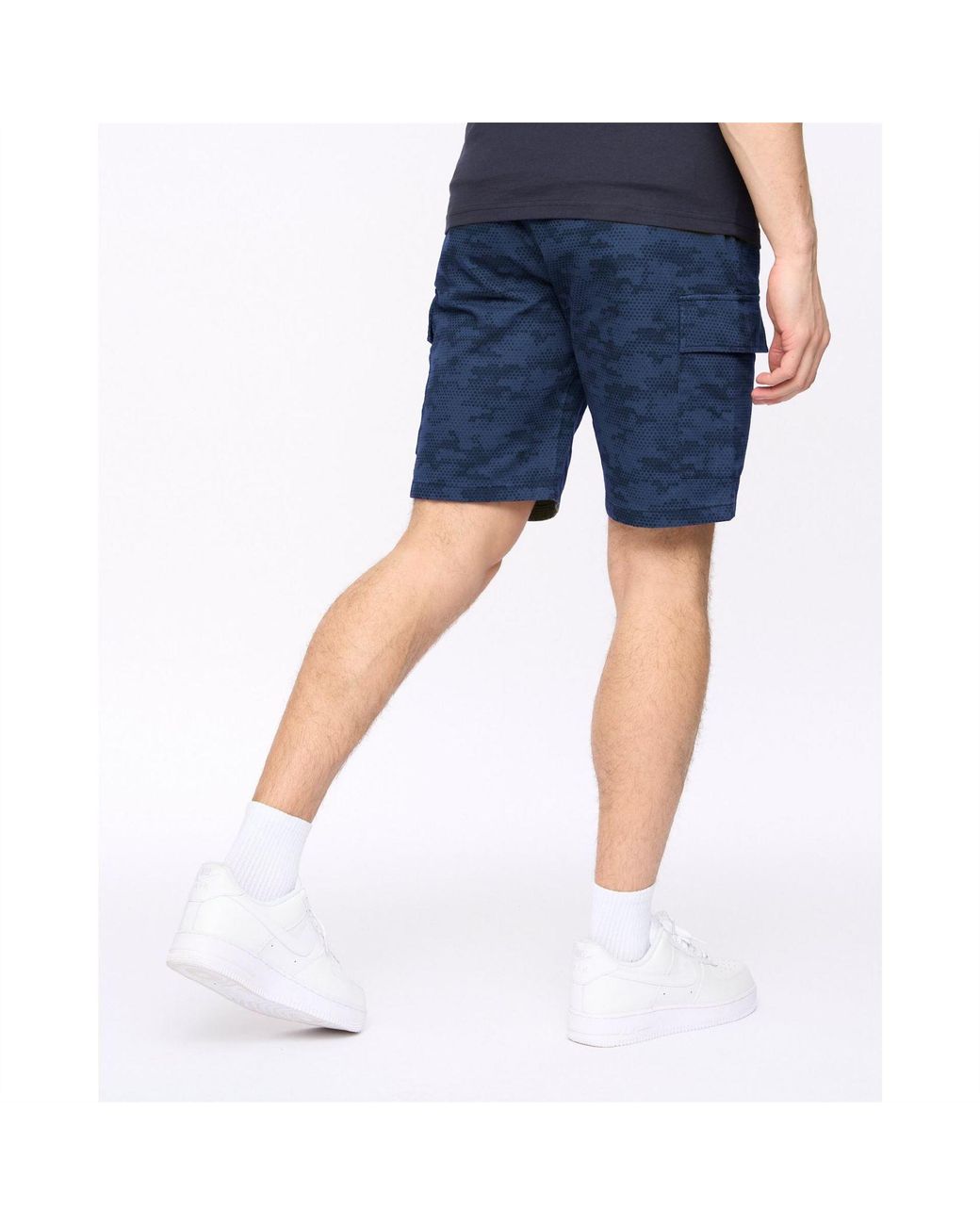 Crosshatch Blue Blansmoore Solid Bermuda Shorts With Elasticated Waistband for men