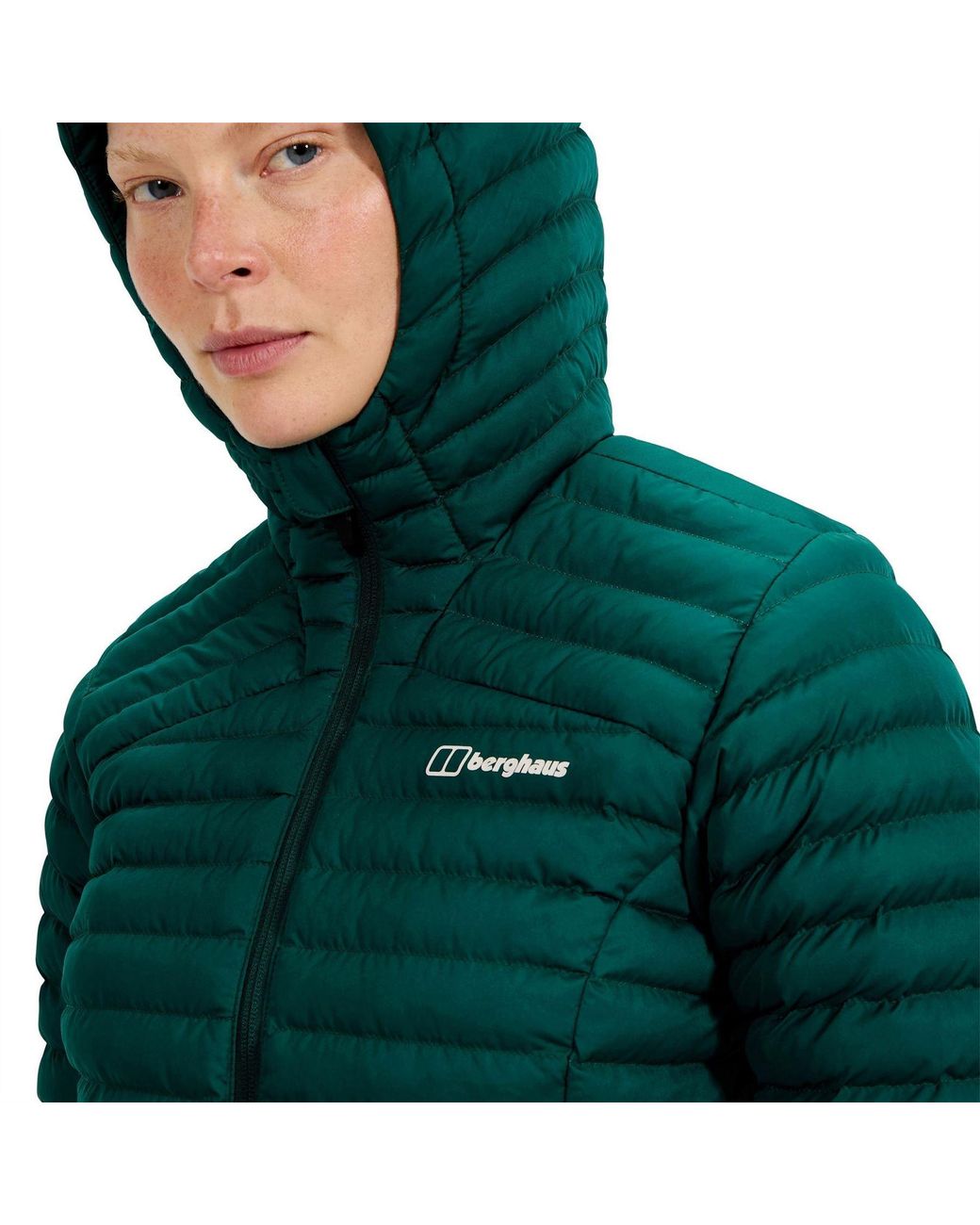 Berghaus Green Nula Solid Patterned Hooded Puffer Jacket With Woven Cuff 6 (2Xs)
