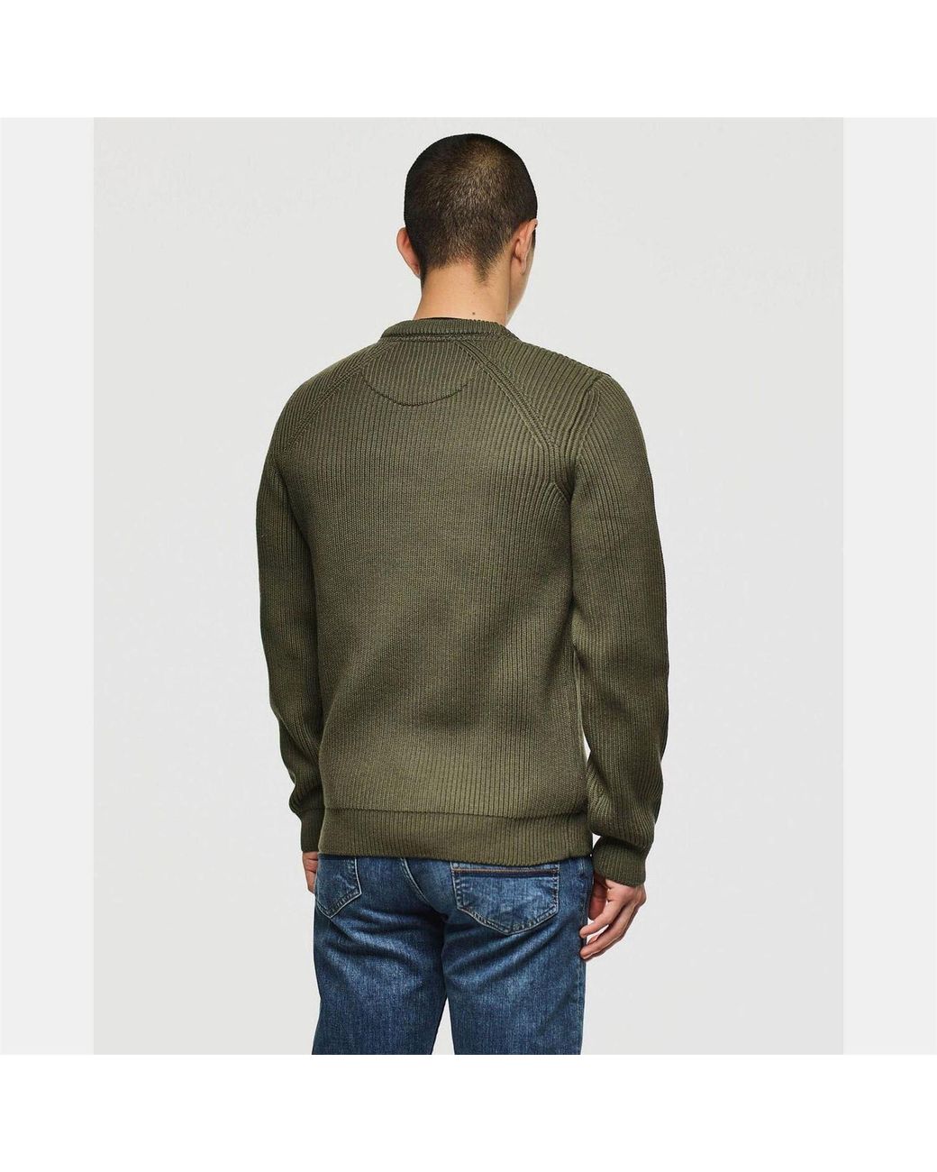 Weekend Offender Green Morello Rib Crew Knit Sweater for men
