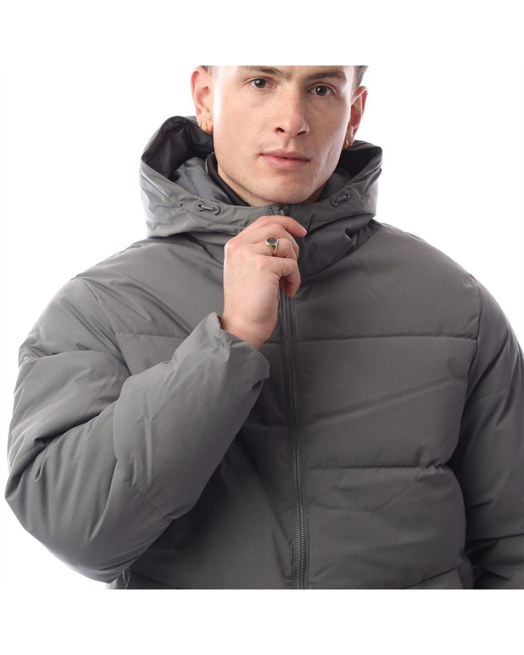 Jack & Jones Gray And Hooded Jacket for men