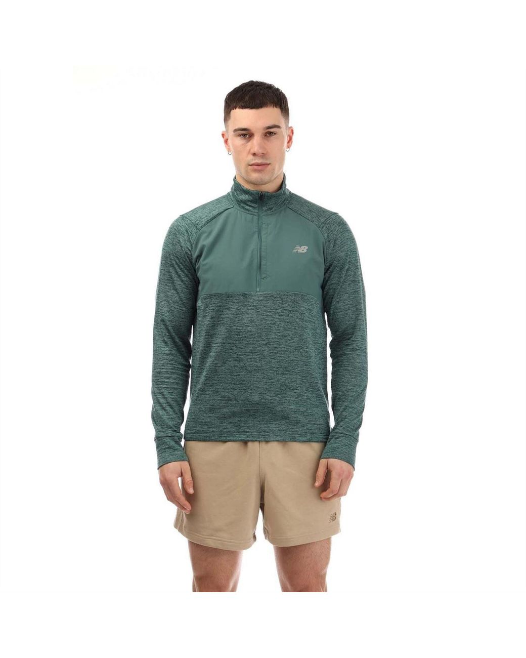 New Balance Green Heat Grid Half Zip Top for men