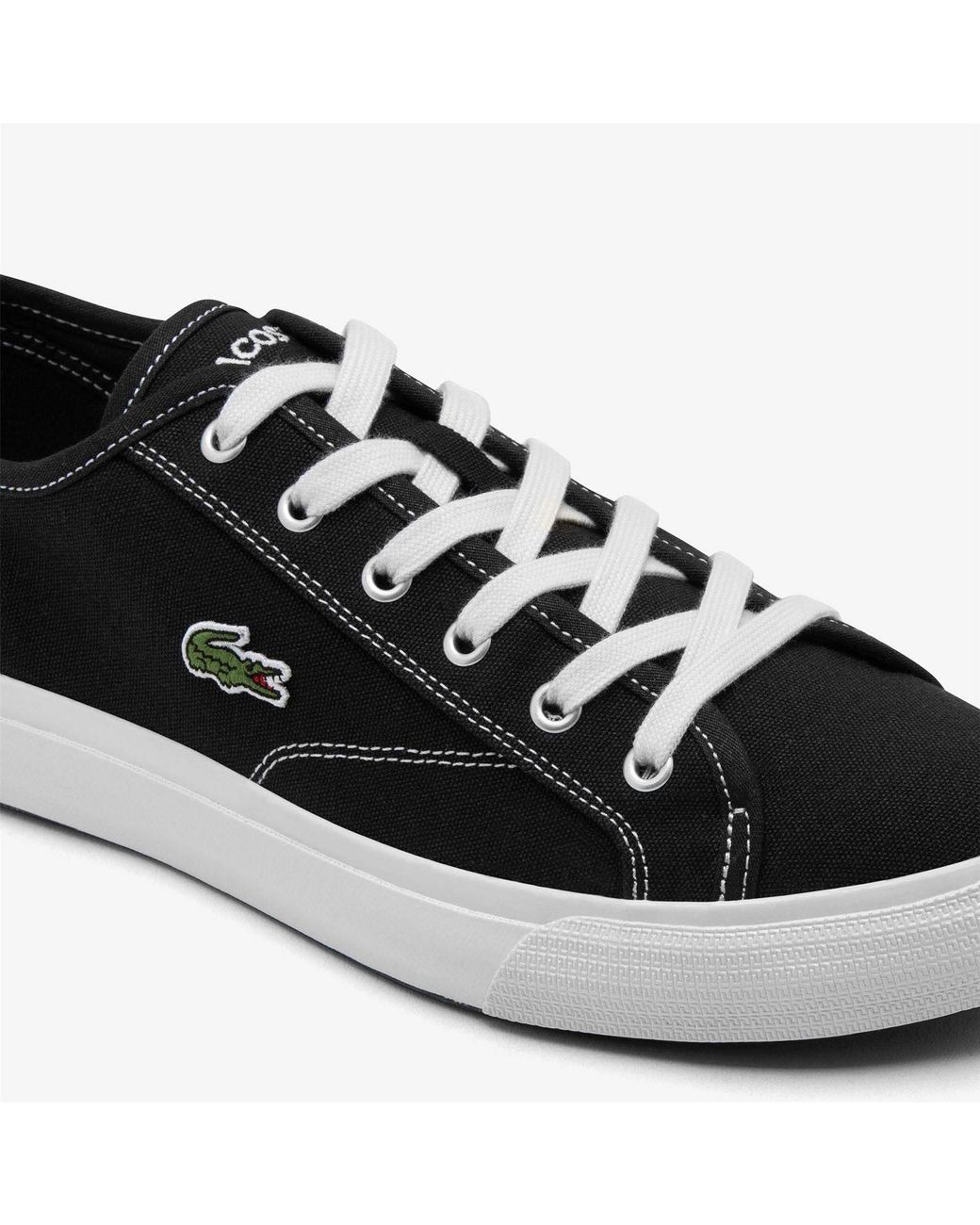 Lacoste Black Canvas Low Trainers for men